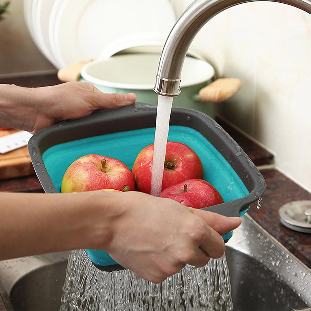 Foldable Silicone Colander Fruit Vegetable Washing Basket Strainer Kitchen Tool