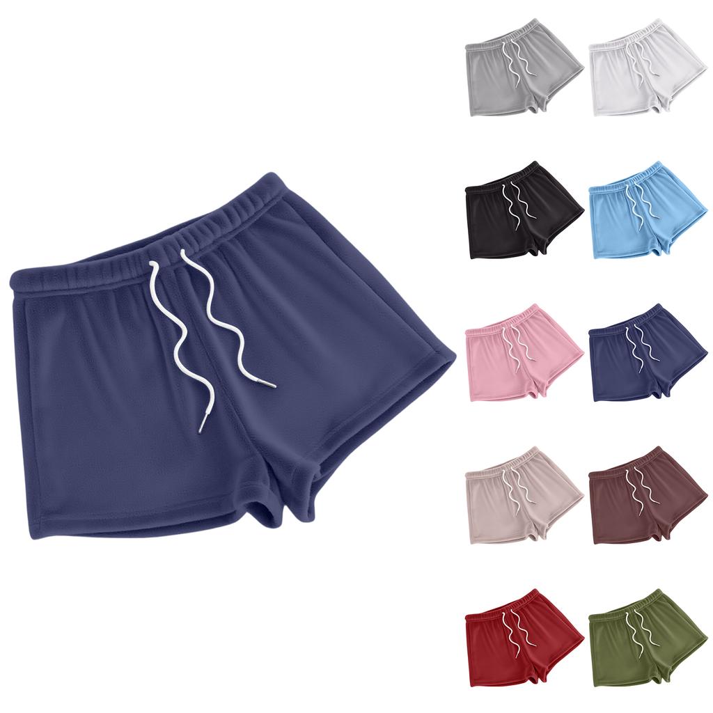 Women's Fashionable Loose-Fit Pyjama Shorts Plain-Coloured Casual Trousers