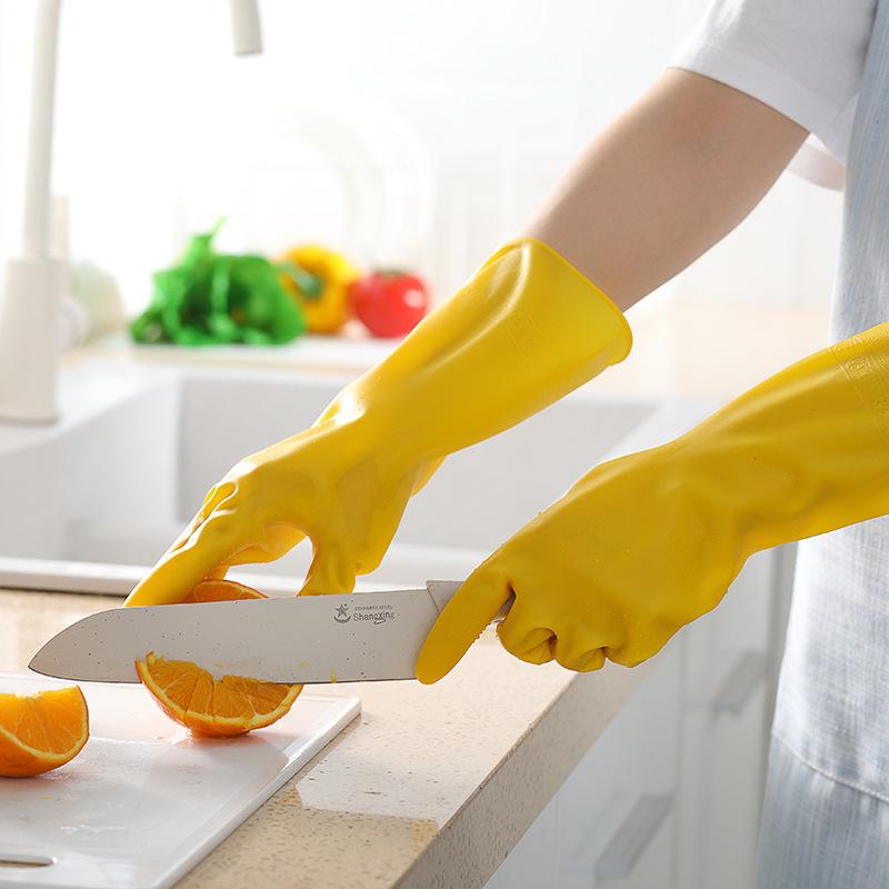 Beef Tendon Latex Gloves Are Suitable for Dishwashing, Thick Rubber, Durable, Suitable for Household Use, Plastic, Wear-resistant, Waterproof. S жёлтый