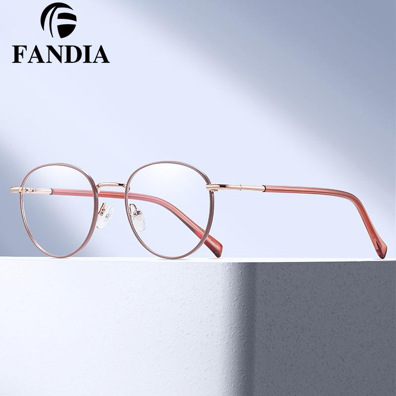81565 Women's Fashionable Anti-Blue Light Oval Metal Frame Glasses