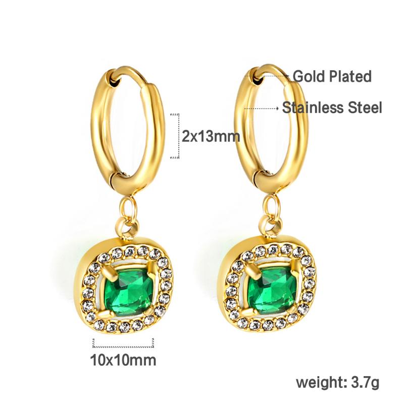 Clearly Colored Cubic Zirconia Drop Earrings For Woman Dancing Party Accessories Luxury Shiny Zircon Geometric Clip