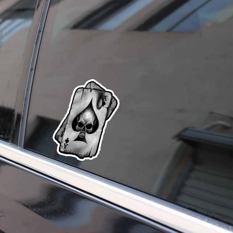 Αυτοκόλλητο Πόκερ για Αυτοκίνητο Διακοσμητικά Αυτοκινήτου Αποκριάτικα Εξωτερικά Τρομακτικός Παίκτης Πόκερ Τέχνη Τοίχου Κάρτες Αστείο Κρανίο Μπαστούνια Άσος Πόκερ Άσος Μπαστούνια