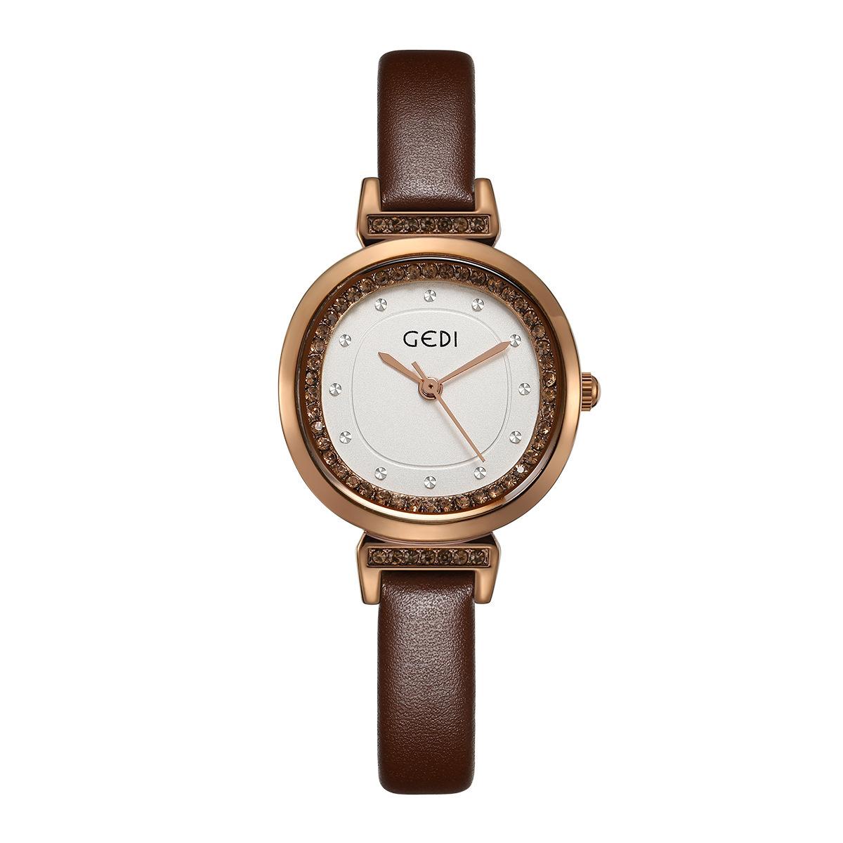 Niche Light Luxury Retro Style Women S Student Small Plate Thin Belt High-End Belt Quartz Watch темно-коричневого