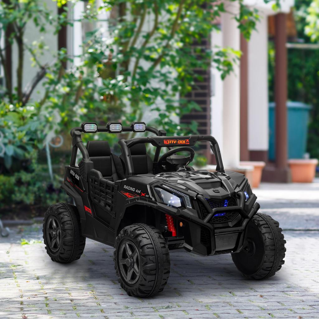 24V 2 Seater Kids Electric Car with Remote Control, Suspension System, Slow Start, 3 Speeds, for 3-8 Years, Black