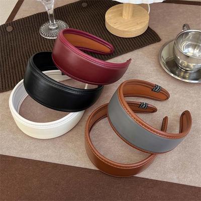 Mode Damen PU Leder Stirnband Breit Vintage Synthetisches Leder Haarreifen Accessoires