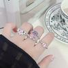 Irregular Color Butterfly Pink Zir*****Pen Ring Personality Niche Design Advanced Sense Love Stacked Ring Woman