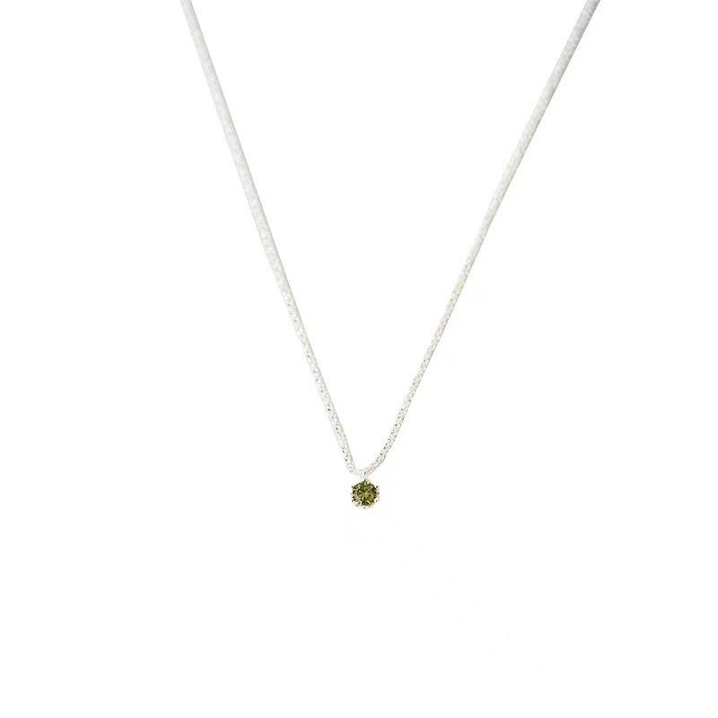 Green Diamond Sparkling Necklace Gypsy Star Pendant Simple Temperament Niche Light Luxury Clavicle Chain