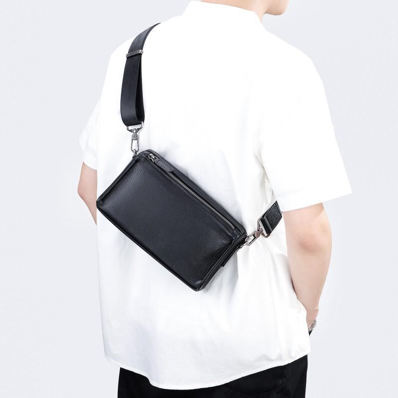 Trendy Leather Men s Bag Fashionable Versatile Single Shoulder Crossbody Handbag