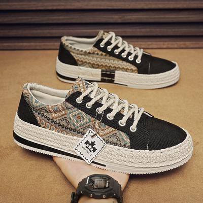 Herren Flache Freizeitschuhe Mode Canvas Sneaker für Herren Sommer Atmungsaktive Fischer Leinenstoff Slipper Bequeme Espadrilles