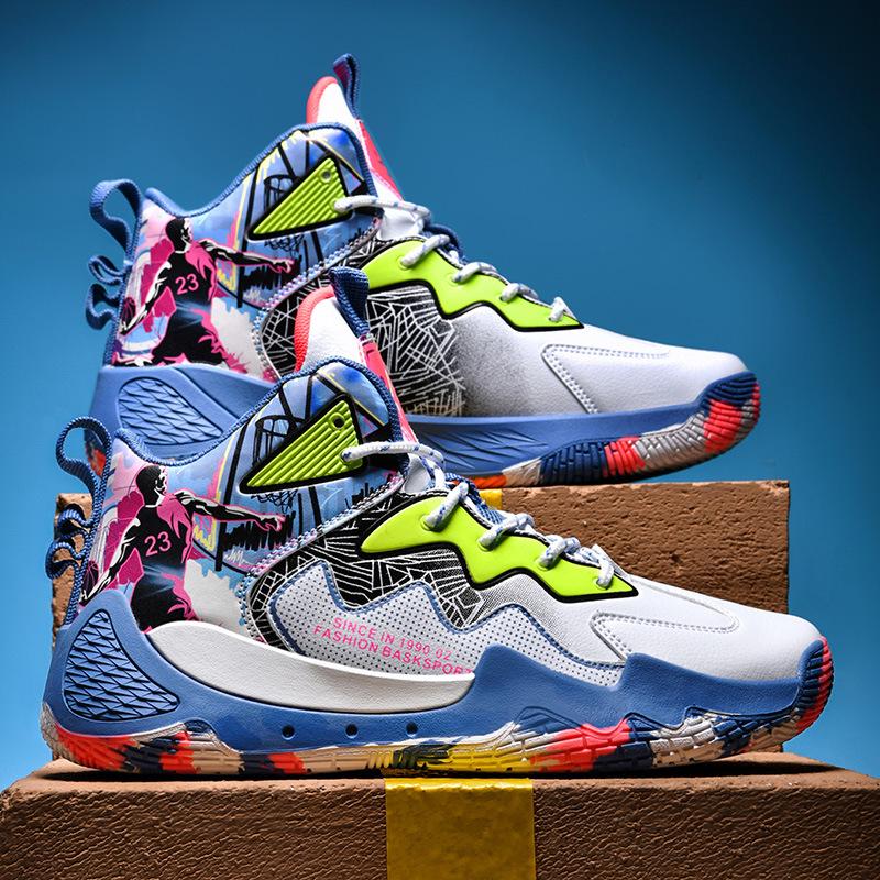 Children's High-Top Leather Basketball Shoes - Boys Ages 6-12, Autumn/Winter