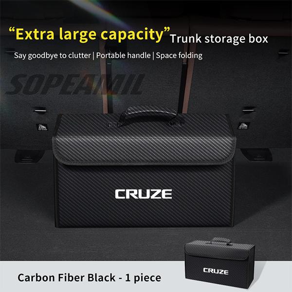 Car Carbon Fiber Leather Storage Box Organizer Large Capacity Foldable Stowing Tidying Bag For Chevrolet Cruze Auto Accessories