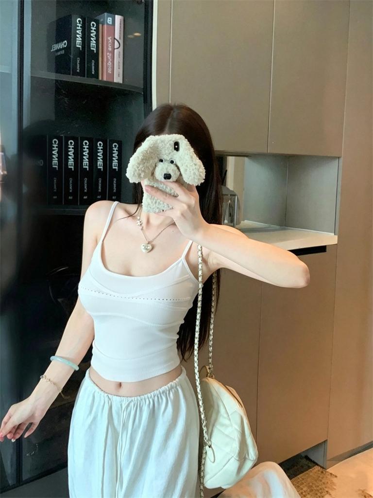 U-neck slim-fitting sling vest women's summer new casual simple and thin versatile short top