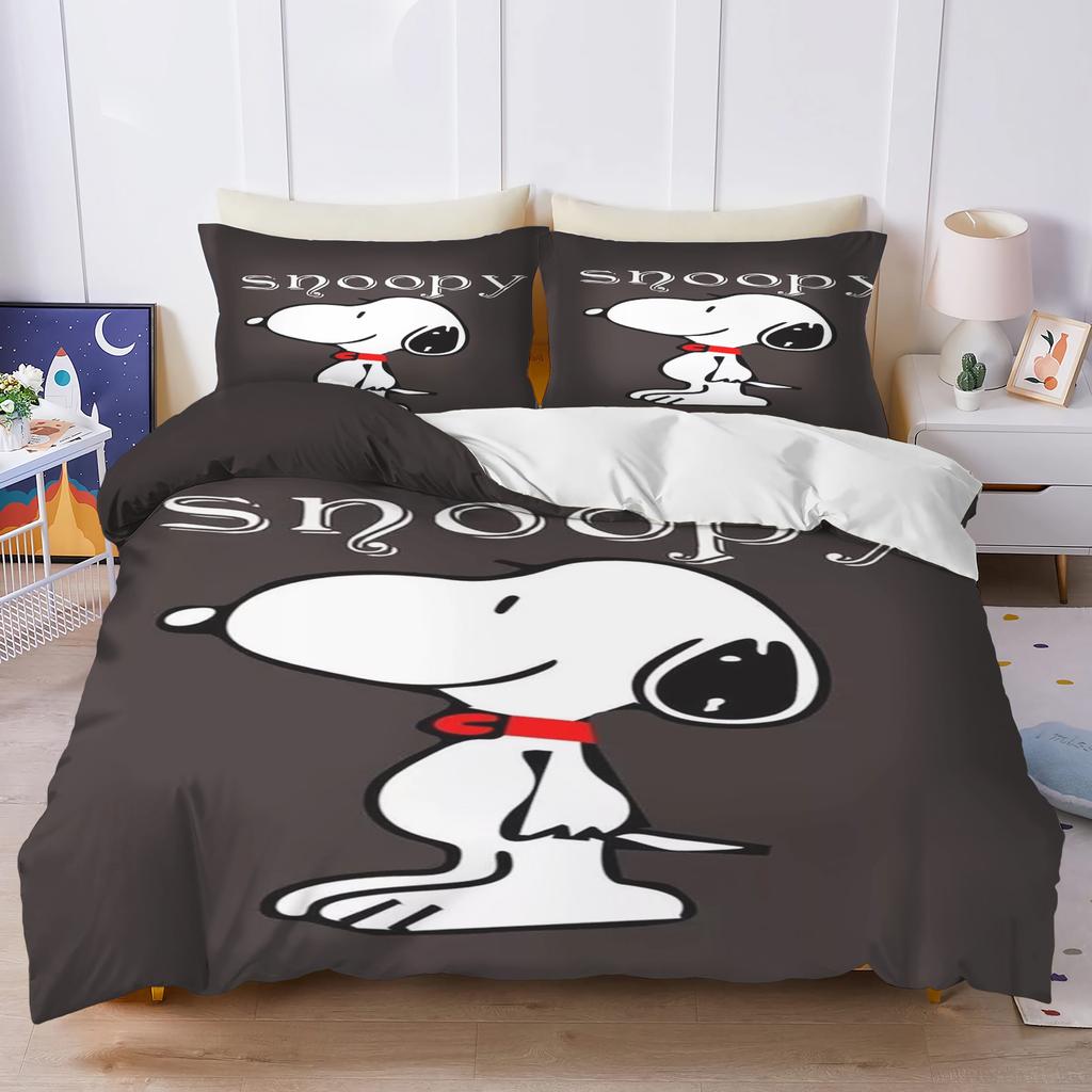 Snoopy Couple Bedding Set Duvet Cover Twin Size Sets 100% Polyester 3d Children'S Bedding Set 3-Piece 1 Quilt Cover
