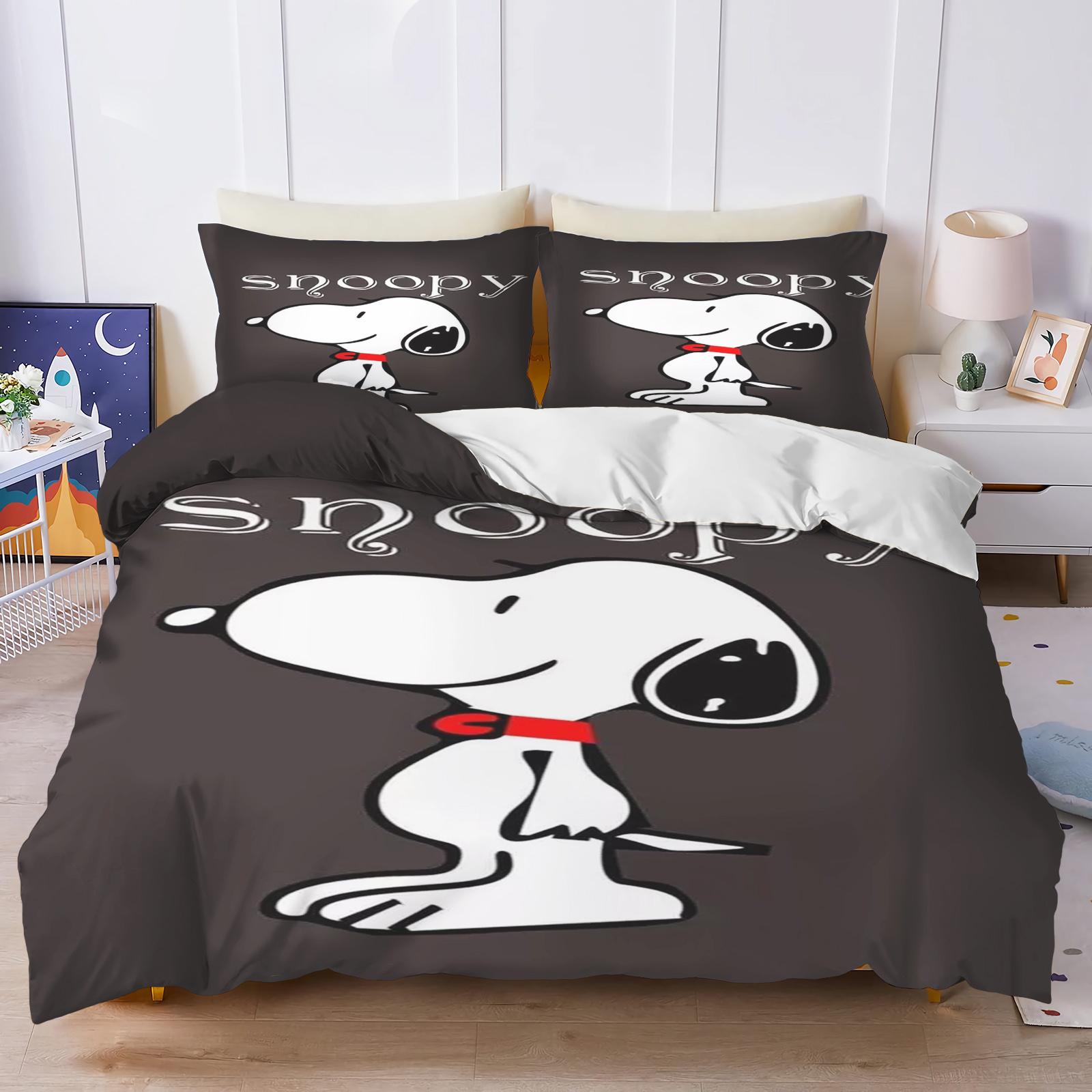 

Snoopy Couple Bedding Set Duvet Cover Twin Size Sets 100% Polyester 3d Children S Bedding Set 3-Piece 1 Quilt Cover AU Single(140*210cm)3pcs
