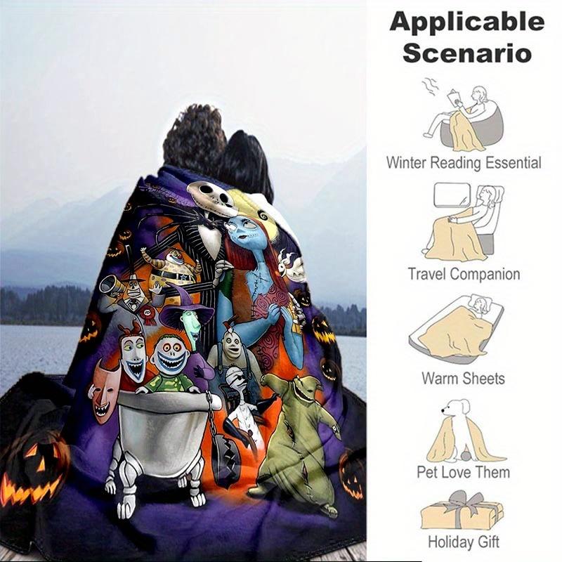 1pc Christmas Nightmare Printing Blanket - Soft, All-Season Throw for Living Room, Beroom,Personalize Gift with Aorable Cartoon esign