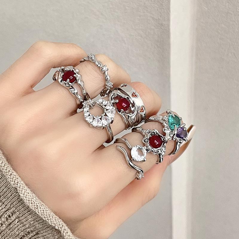 Design di Nicchia Senso dello Zircone Amore Vento Freddo Francese Personalità Irregolare Alto Senso Gemma Anello Aperto
