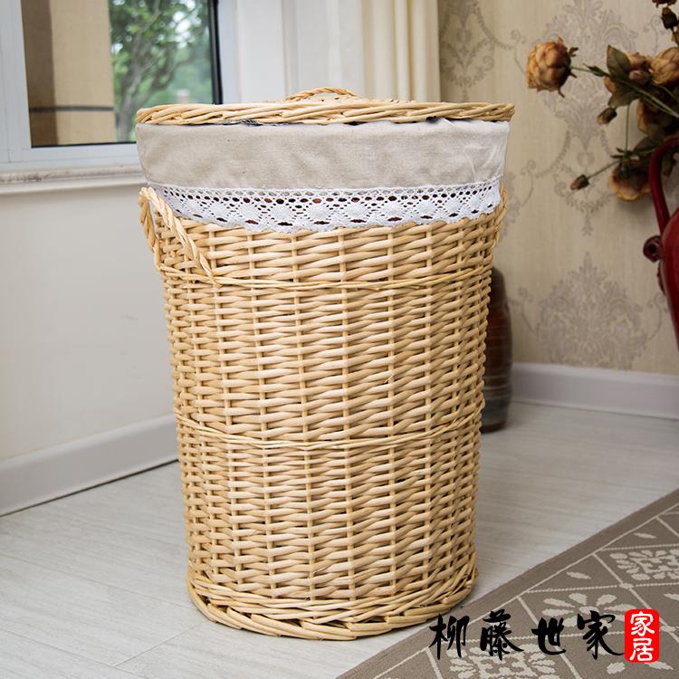 Large Size Wicker Clothes Storage Basket Covered Design for Restaurant Use Dirty Clothes Organizer Retro Style Family Storage...