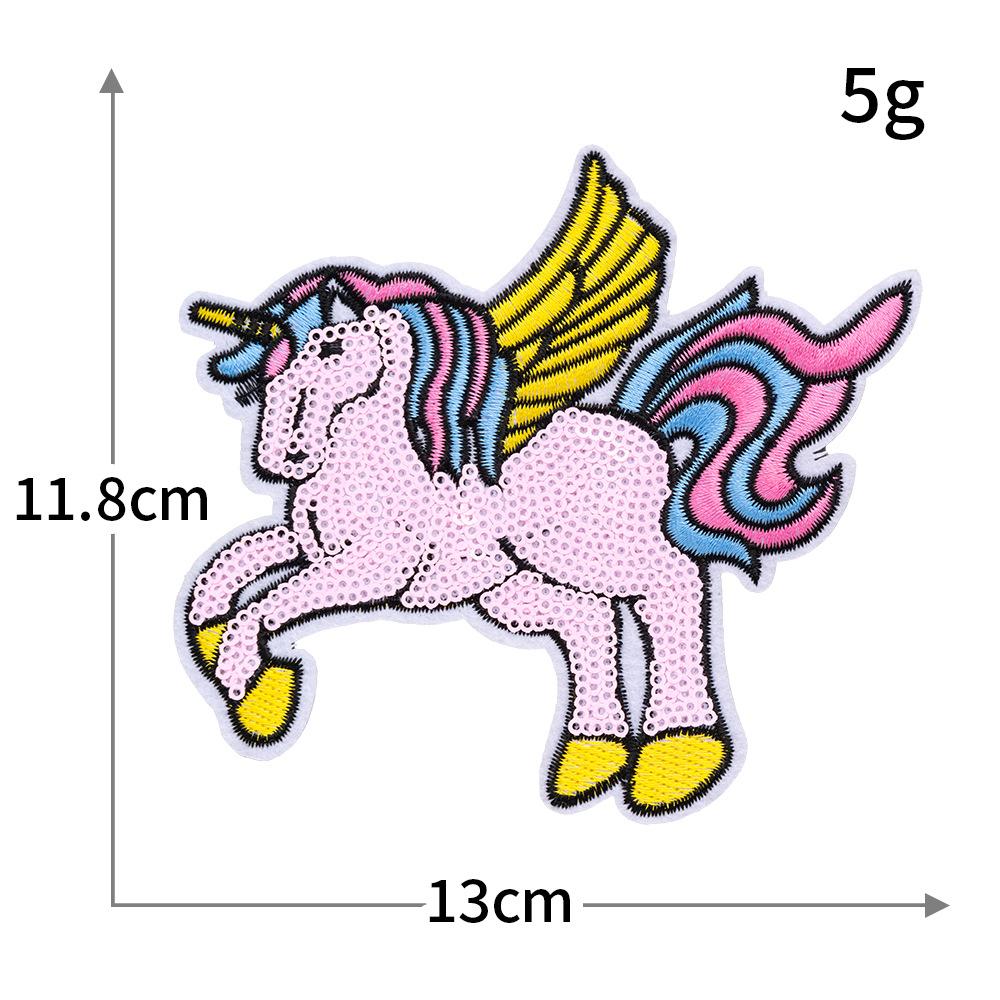 Sequin Pegasus Unicorn Computer Embroidery Cute Cartoon Pony Embroidery Cloth Sticker Clothes Decoration Badge Sticker