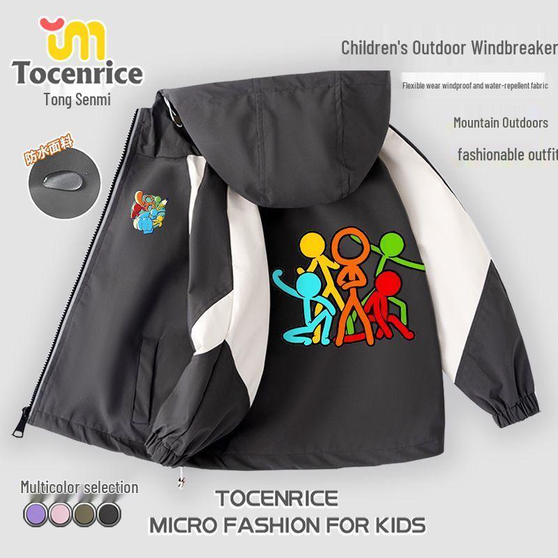 Alan Becker Matchstick Man Five-Color Set + Alan Boys' Fleece-Lined Windbreaker: Autumn/Winter Boys' Outerwear