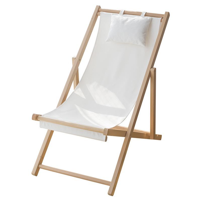 Solid Wood Outdoor Folding Recliner Beach Chair with Canvas for Adults