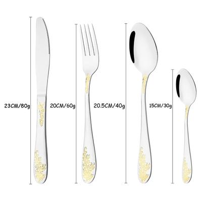 4Pcs Vintage Carved Gold Cutlery Set Western Stainless Steel Dinnerware High Quality Flatware Spoon Knife Fork Tableware Kitchen Silverware