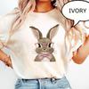 Comfort Colors® Faux Embroidered Easter Bunny T-Shirt, Cute Rabbit Shirt, Coquette Pink Bow Bunny Tee, Sunglasses Bunny Shirt