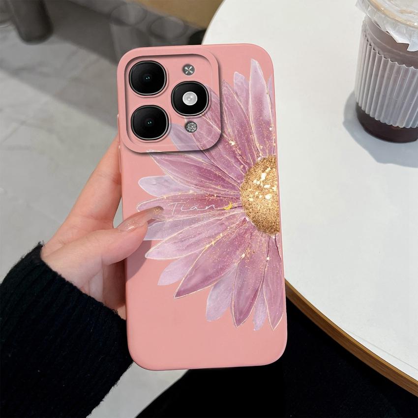 For itel A90 A50C A80 P60 S25 Ultra Power 70 Phone Cover Pretty Flower Pattern Smooth Liquid Silicone Screen Protector Shockproof Case For itel Casing