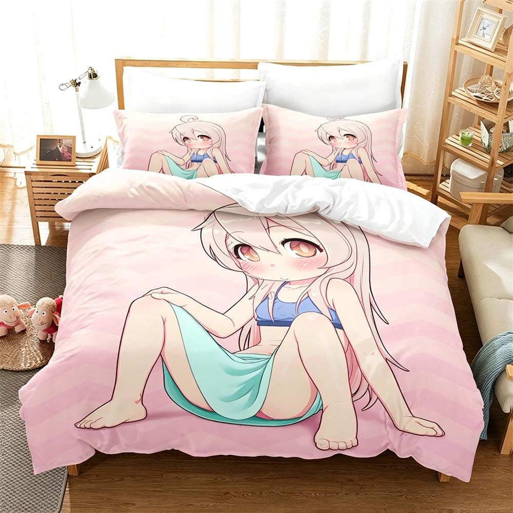 3D Printed Anime Onimai Bedding Set 2/3 Piece Duvet Cover Set Cute Girls Printed Bed Linen For Bedroom Decor Fans Gift