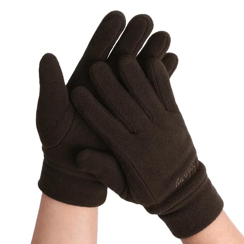 Winter Warm Thermal Thicken Fleece Gloves for Men Women Full Finger Gloves Outddor Windproof Running Skiing Cycling Mittens