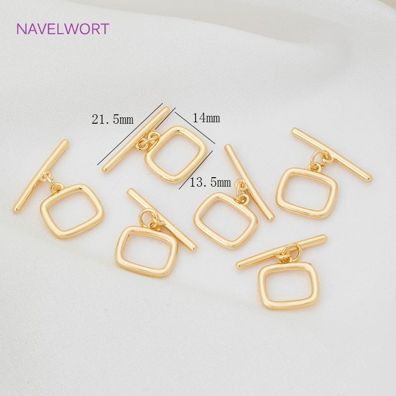 18K Gold Plated Brass Metal OT Toggle Clasps Hook Polygonal End Buckle, For DIY Beaded Bracelets Necklaces Fittings 1 piece