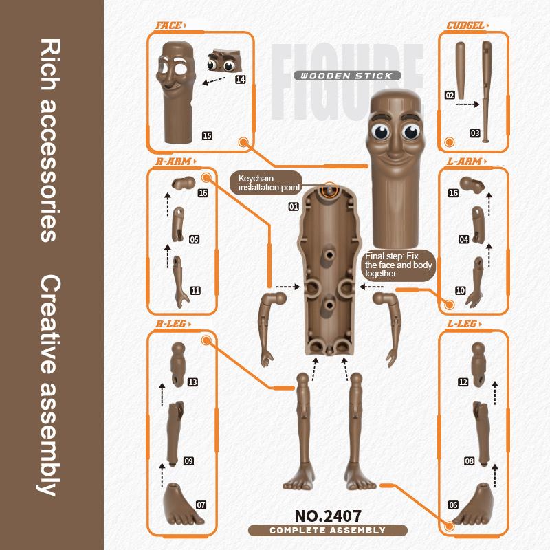 Italian Brainrot Tungtungtungsahur Articulate Movements Figure, Doll Assembly Model Figurine