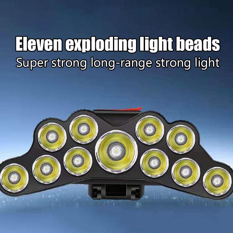 USB Rechargeable Headlight 11 LED Headlamp Strong Light Head Lamp Waterproof Built-in Battery Fishing Flashlight Outdoor Lantern