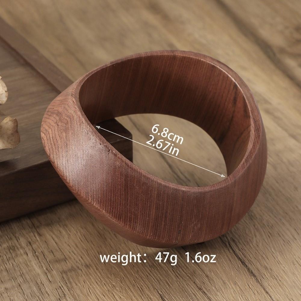 Square Wood Grain Bangle Geometric Burlywood Hand Ring Simple Wooden Bracelet  Daily