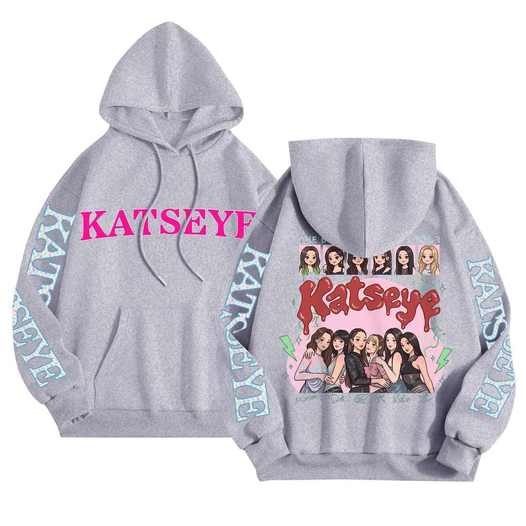 Unisex Mode Leichter Langarm-Pullover mit Taschen Bedruckter Hoodie