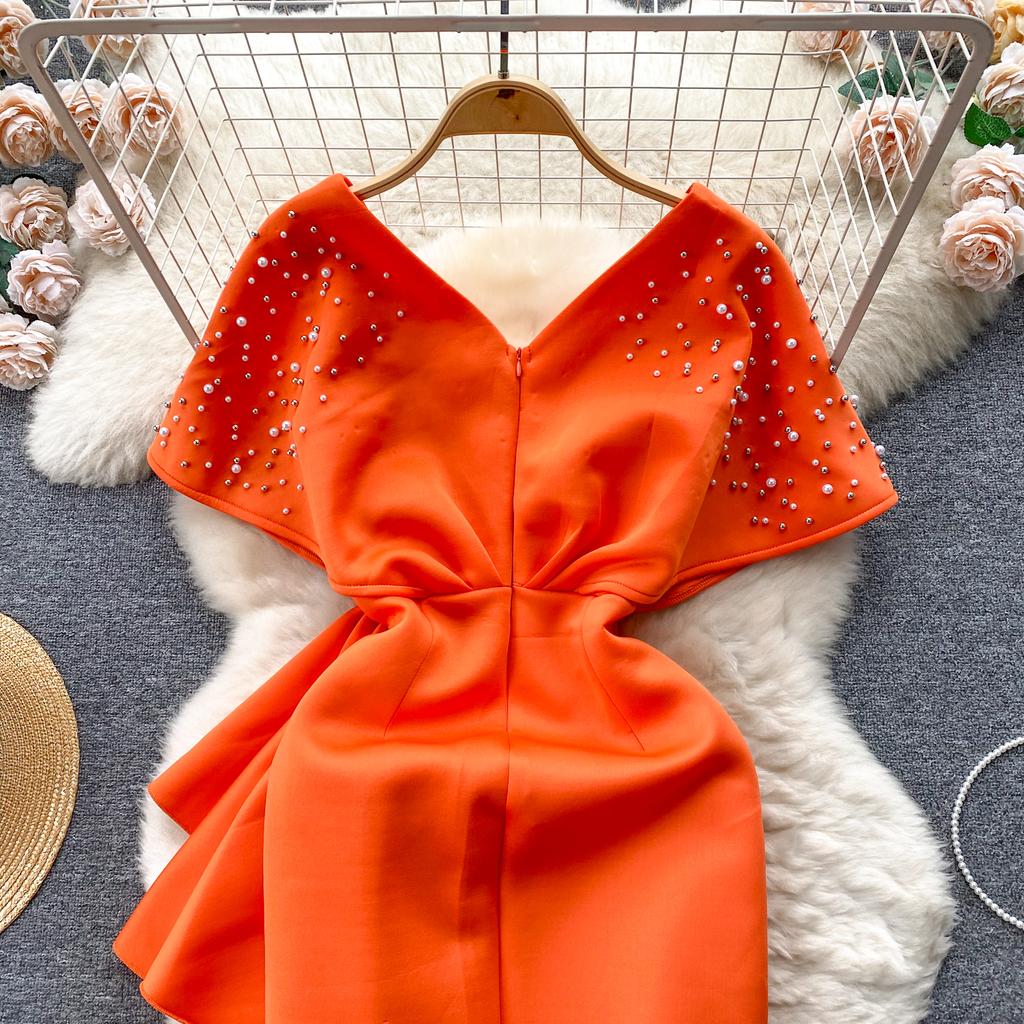 Luxus V-Ausschnitt Elegante Designerkleider Pailletten Party Abendkleid Frauen Bodycon Y2k Midi Perlen