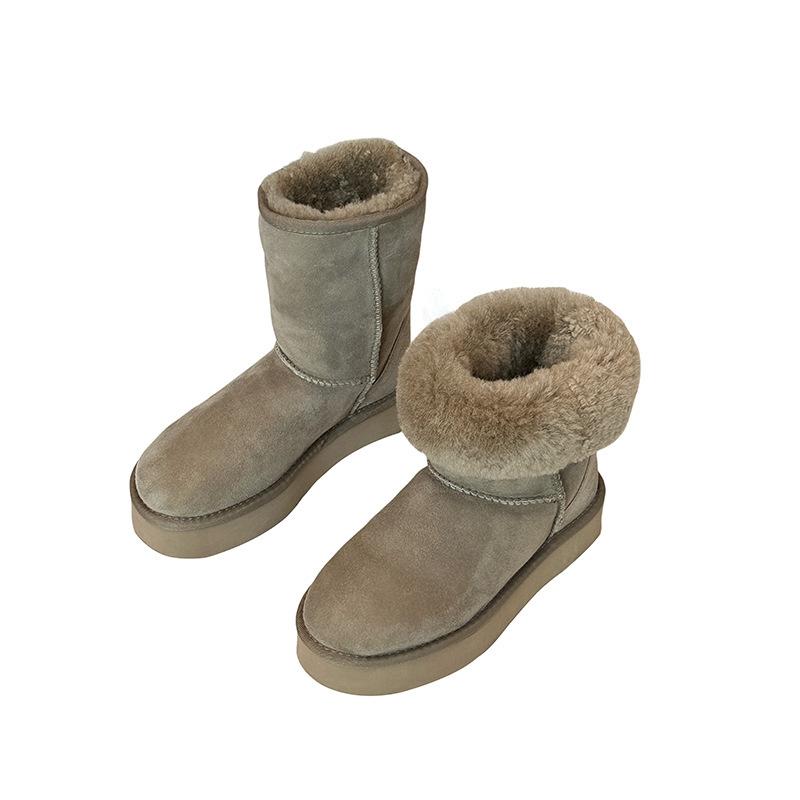 

Зимние ботинки женские tide 2024, новые, толстые, с меховой отделкой, универсальные, средние, из бархата, термосапоги из хлопка, женские 40