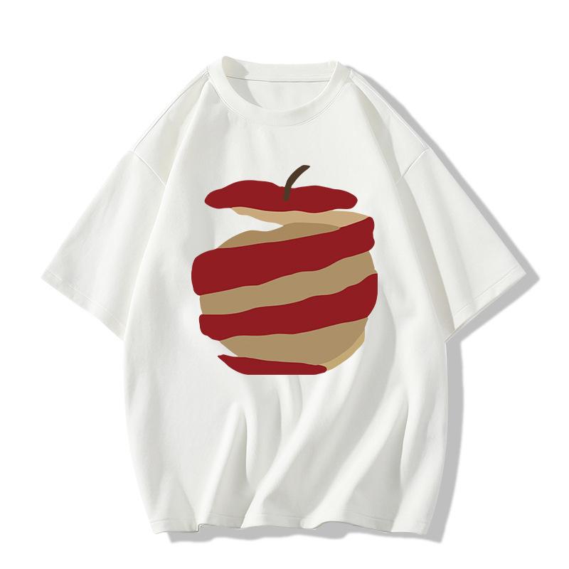 Ladies Summer Short Sleeve Round Collar Casual Fruit Printed Teenager Oversize T Shirt Top