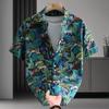 Korean Cardigan New All Match Men's Short Sleeved Floral Shirt Men's Youth Cotton Turndown Collar Coat Fashion Top