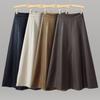 PU Leather Skirt Autumn High Waist A-line Fashion Big Swing Umbrella Skirt Mid-length Skirt