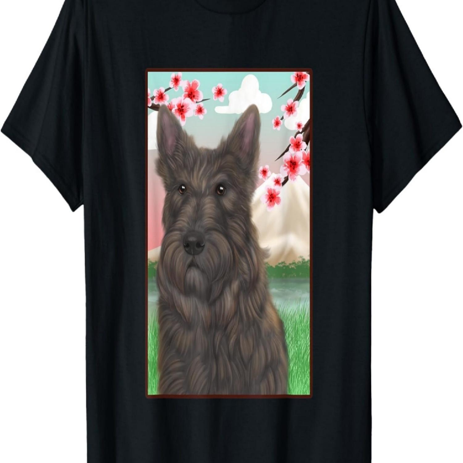 Scottish TerrierDog  Cherry Blossom Sakura Flower T-Shirt S