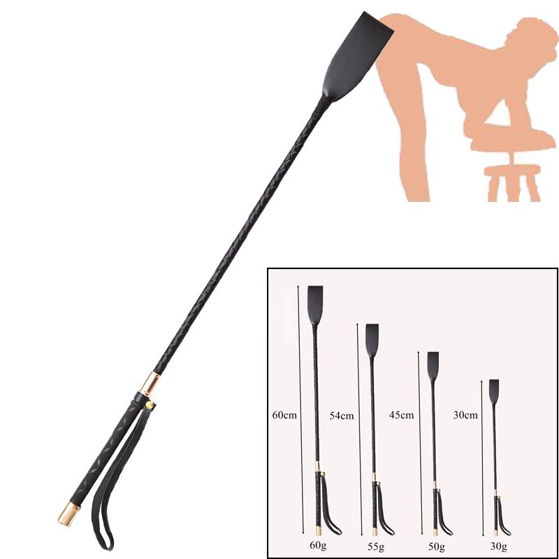 60CM Black PU Leather Spanking Paddle Long Whip Flirting Slave BDSM Bondage Flogger Sex Toys For Woman G Spot Sex