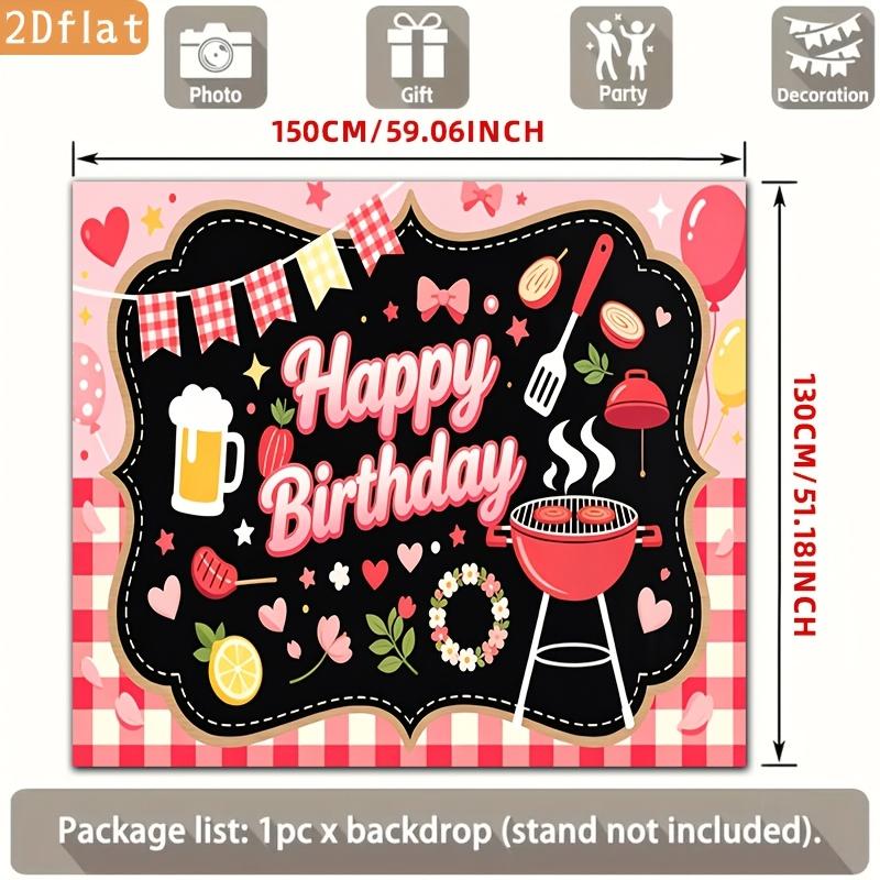 2D flat design 1 barbecue-themed party banner featuring grill and beer mug background patterns - hanging design