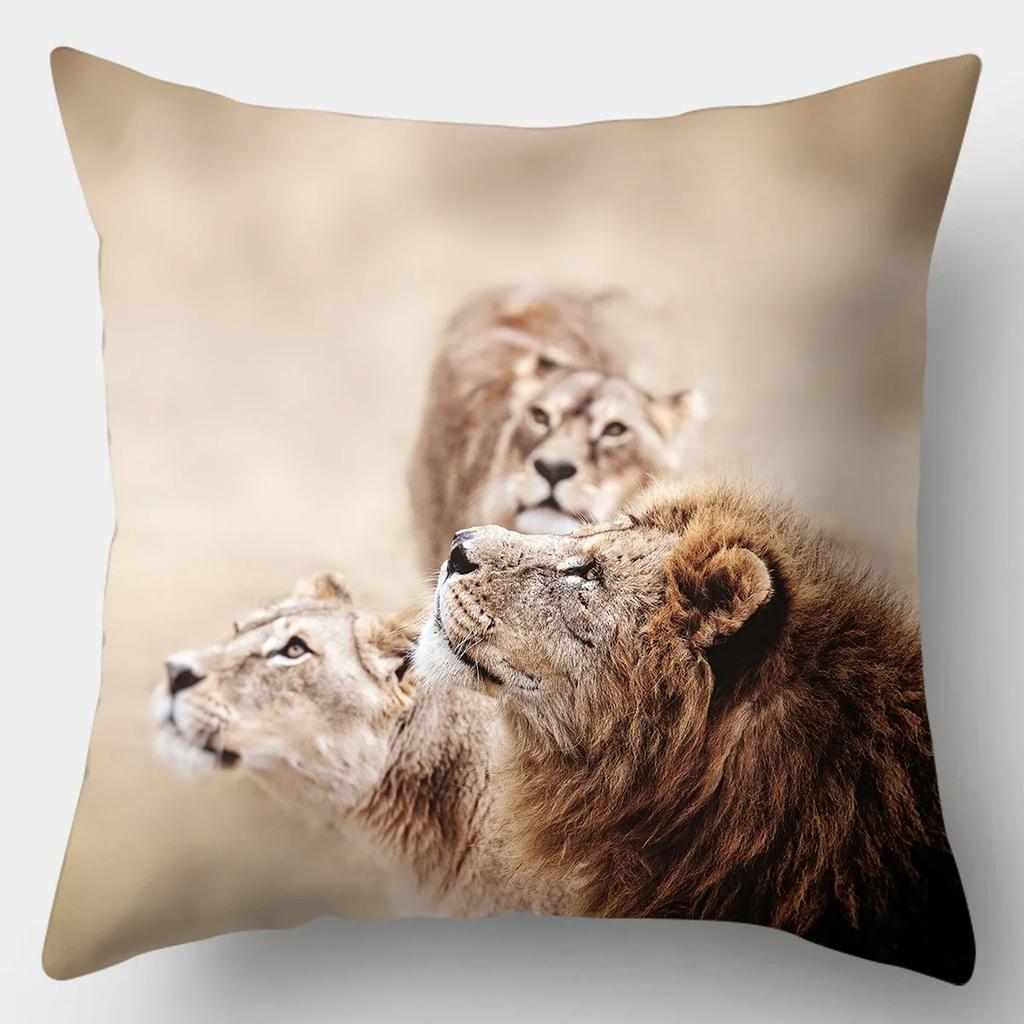 45x45cm Kissenbezug Heimdeko Kissenbezüge Sofa Schlafzimmer Wildtier Kissenbezug Kissen Löwe Pferd Tiger Kissenbezug
