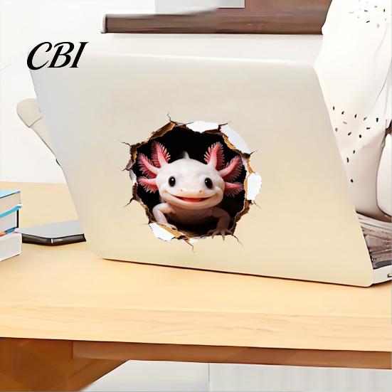 Axolotl Wall Decals 3D Sticker, Realistic Hole Cute Animal Self Adhesive Modern Home Interior Decor Waterproof PVC Decal for Living Room Bedroom