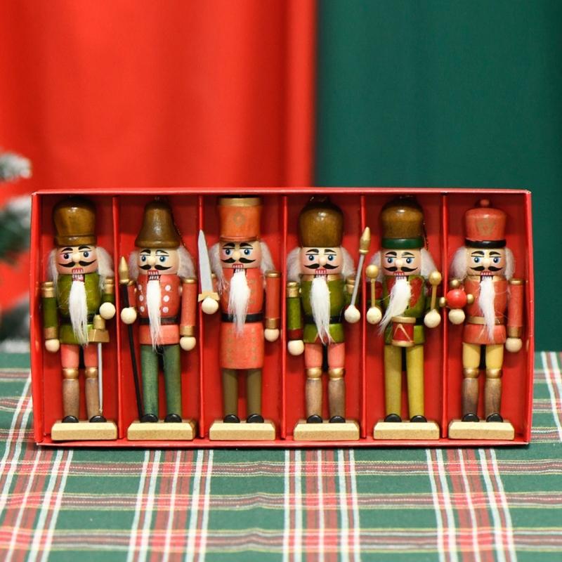 Wood Nutcrackers Figures Decors Handmade Wood Nutcrackers Sculpture Ornament Portable Holiday Decorations