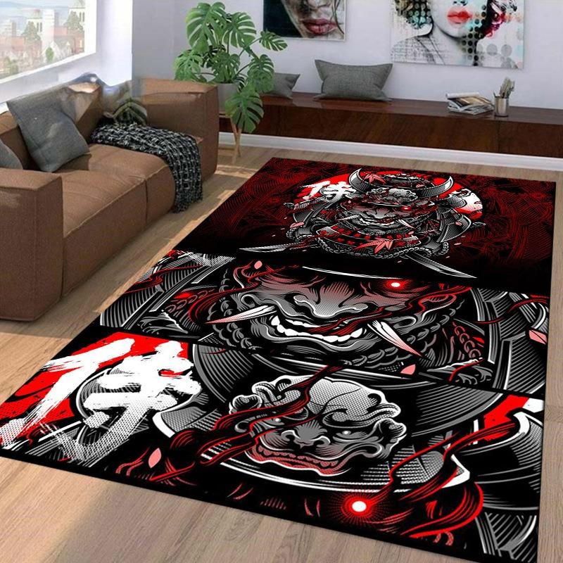 Samurai Spirits Large Carpet for Living Room Creative Retro Oriental Doormat Carpet Bedroom Home Decor Non-slip Floor Play Mat