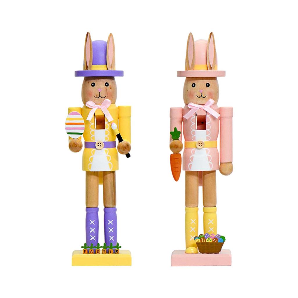 Easter Decor Party Supplies Decorative Rabbits Nutcracker Wooden Ornament for Festival Farmhouse Desktop Bookshelf Dining Room