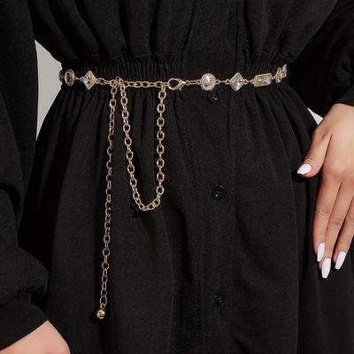 Rhinestone Waist Chain Metal Accessories Belt With Skirt Dress Waist Chain Decoration Thin Belt Tide