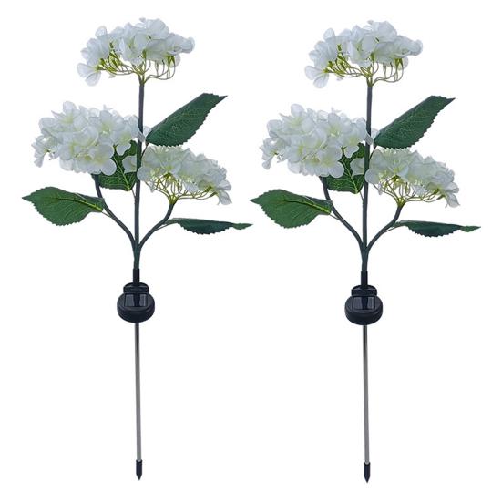 3-Head Solar Hydrangea Flower Garden Light with Colorful LEDs Waterproof Outdoor Stake Lamp