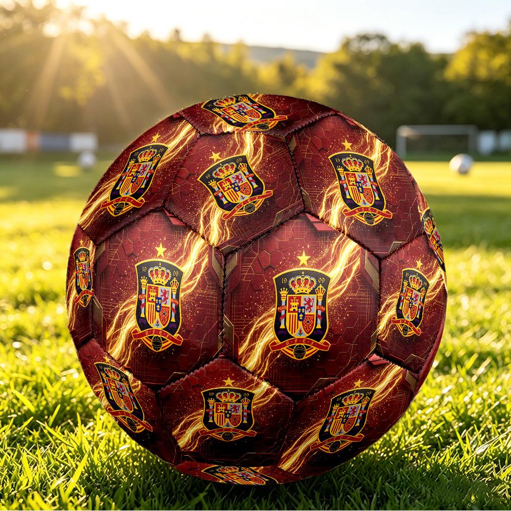 Spain Football Printed Size 5 Soccer Ball Wear Resistant Standard Adult Training Football Fan Gift for Indoor Outdoor Match Sports